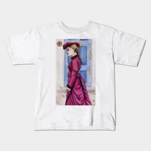 Victorian Woman Pondering Kids T-Shirt